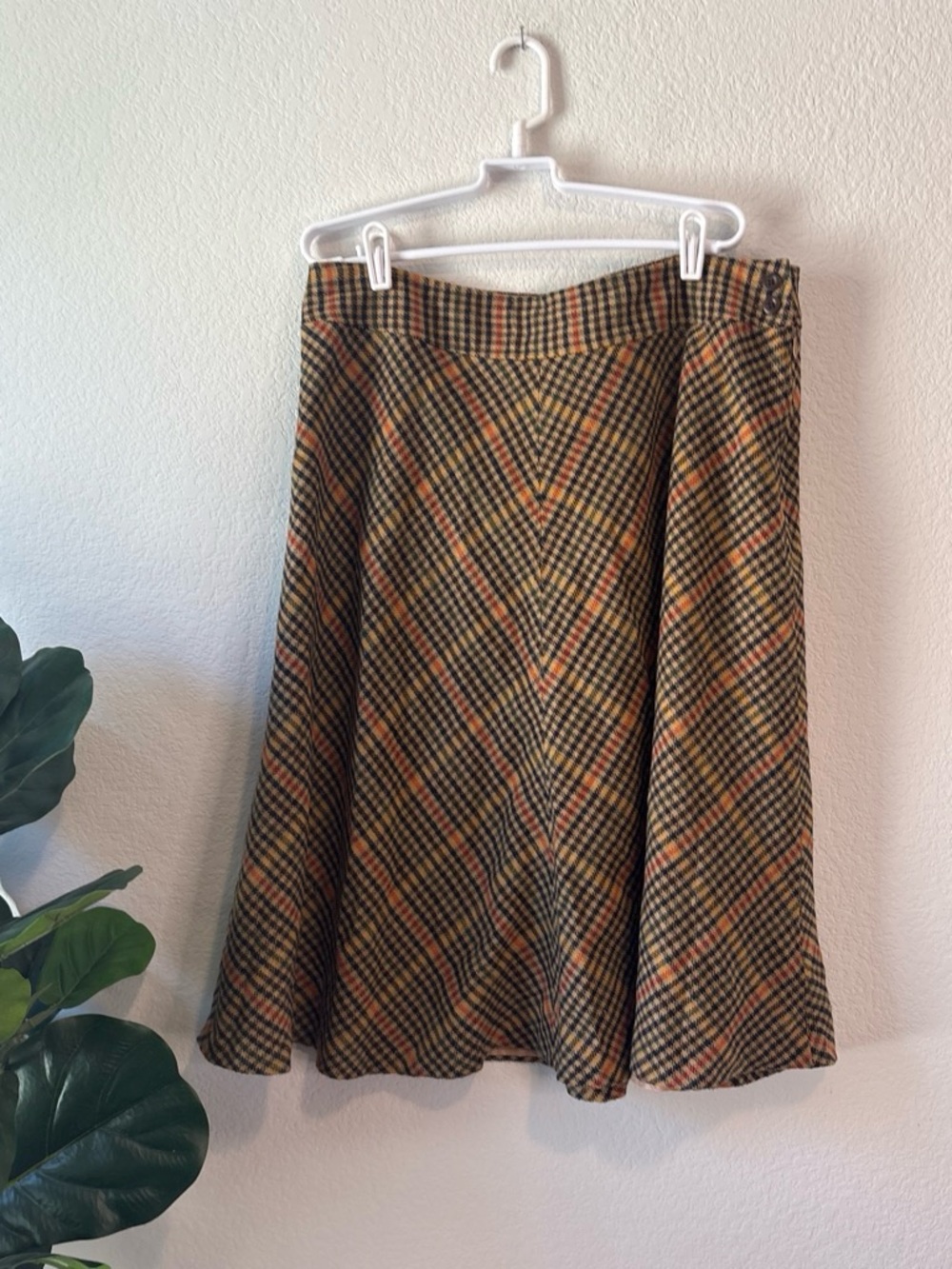 Plaid A-Line Skirt in Brown and Orange